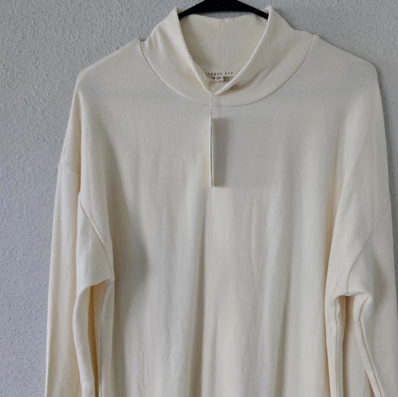 Copper Key Sweater Dress Women Sz L Beige Long Sleeves Bodycon Turtle New - Picture 5 of 9